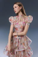 Melarose Beige Chiffon Floral Evening Dress for women, from JOSEPHINE, The Viet Concept