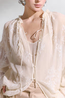 Sera Pleated Silk Blouse with Delicate Floral Embroidery for women, from ARTI, The Viet Concept