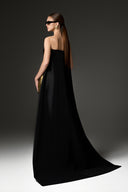 Aurelia Gold Metallic Jacquard Bustier Train Mini Dress for women, from IHF STUDIO, The Viet Concept