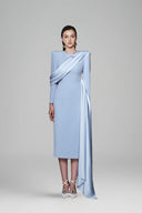 Topzen Sheath Square Shoulder Cotton Silk Midi Dress for women, from White Plan, Teh Viet Concept 