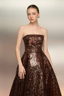 Bunafsa Embellished Sequin Strapless Gown for women, from 21SIX, The Viet Concept