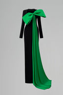 Luxury Column Evening Gown Trapeze Neckline With Oversized Bow for women, from IHF ATELIER, The Viet Concept