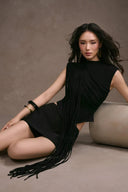 KEIRA TONG • Fringe Draped High-Neck Corset Top