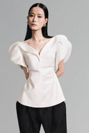 White Sculpted Petal Top for women, from Lecia, The Viet Concept 