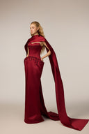 21SIX • Samara Silk Taffeta Crystal-Embellished Cape Gown