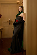 IHF ATELIER • Veloura Silk Velvet Bustier Mermaid Gown With Cape