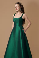 A-Line Dark Green Silk Taffeta Gown With Hand-Braided Crystal Strap for women, from IHF ATELIER, The Viet Concept