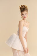 LINH PHUNG • Ameline Floral Sequin Mermaid Gown with Sheer Corset & Detachable Cape