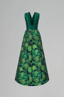 Emerald Green A-Line Gown – Taffeta Floral Jacquard Crystal Tie for women, from IHF ATELIER, The Viet Concept 