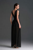 IHF STUDIO • Vine Guipure Lace V-Neck Crystal Bow Midi Dress