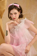 Tiered Blush Pink Cocktail Mini Dress for women, from MADDY HATES ROSE, The Viet Concept