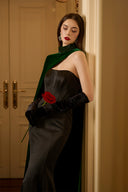 IHF ATELIER • Veloura Silk Velvet Bustier Mermaid Gown With Cape