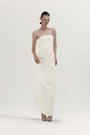 Jaida Boned Chiffon Dress with Removable Floral Pins for women, from HUELLEY ROSE, The Viet Concept 