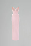 Rosé Lotus Crystal Silk Taffeta Column Dress for women, from IHF STUDIO, The Viet Concept