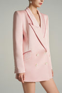 Rosé Asymmetric Silk Taffeta Blazer Dress Rhinestone Chain for women, from IHF STUDIO, The Viet Concept 