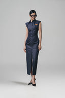 Striped Kate Silk Ruched Shirt Dress for women, from Keira Tong, The Viet Concept