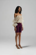 Wiggle Sheer Puff-Sleeve Open-Back Top for women, from HUELLEY HUELLEY, The Viet Concept