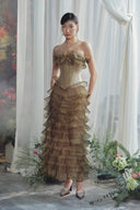 LINH PHUNG • Tiffany Couture Ruffled Taffeta Corset Maxi Dress