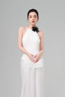 White Zoe Halter-neck Maxi Dress for women, from BYDI, The Viet Concept 