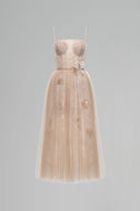 LUCILLA • Kalina Embroidered Lace & Tulle Midi Evening Dress