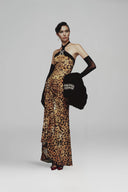 Eartha Leopard Velvet Halter Gown for women, from LA VIERGE, The Viet Concept 