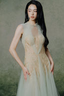 LINH PHUNG • Dorée Couture Golden Lace Corset Evening Gown
