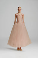 WHITE PLAN • Magnolia Couture Taffeta & Mesh Evening Gown