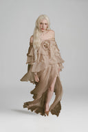 Cynthia Asymmetric Rose Ruffle Maxi Dress for women, from WHITE PLAN, The Viet Concept