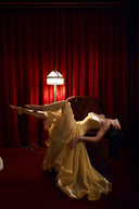 HUELLEY ROSE • Liane Golden Yellow Silk Organza Bow-Bodice A-Line Maxi Dress