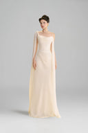LINH PHUNG • Larmes Ivory Draped Chiffon Cowl Neck A-Line Maxi Dress