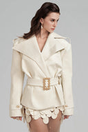 Cream White Solenne Coat for women, from POEM, The Viet Concept 