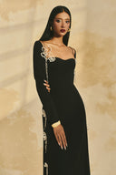 Crystal Bloom 3D Floral Beaded Long Sleeve Maxi Gown  for women, from L'SCARLETT, The Viet Concept