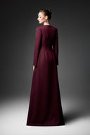 GVLUX • Noir Wave Embellished Silk Denim A-Line Gown