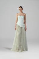 BYDI • Lune Couture Silk Taffeta & Foggy Gray Tulle Evening Gown