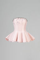 CALISTA • Orelisse Dusty Pink Crystal-Embellished Peplum Top