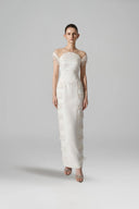 ARTI APPAREL • Mireva Soft Taffeta Lace-Embellished Beaded Gown