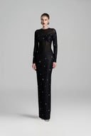 See-Through Mixed Crystal Embellished Bodycon Dress for women, from GVLUX, The Viet Concept