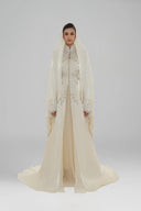 Haytan Beige Crystal-Embellished Abaya for women, from HAYTAN, The Viet Concept