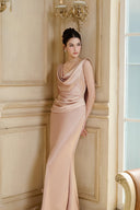 Silvaréa Champagne Pink Draped Silk Mermaid Gown for women, from Calista, The Viet Concept 