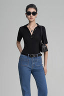 Black Julia Lotus Jersey Shirt for women, from HOBB, The Viet Concept 