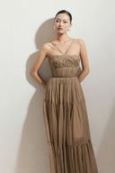 Olia Éthérée Pleated Chiffon Maxi Dress for women, from BYDI, The Viet Concept