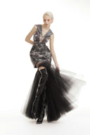 SORAMAME • Black Convergence Multi-Layer Tulle Flared Maxi Skirt
