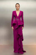 Celestia Crystal Draped Crepe Evening Gown for women, from 21SIX, The Viet Concept