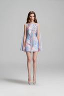VONTIER DE MONTIER • Songbird Winged Taffeta A-Line Mini Dress With Detachable Cape