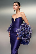Noora Royale Embellished Taffeta Gown With Feather Cape for women, from 21SIX, The Viet Concept