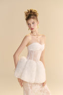 LINH PHUNG • Ameline Floral Sequin Mermaid Gown with Sheer Corset & Detachable Cape