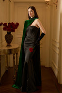 IHF ATELIER • Veloura Silk Velvet Bustier Mermaid Gown With Cape