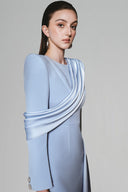 Topzen Sheath Square Shoulder Cotton Silk Midi Dress for women, from White Plan, Teh Viet Concept 