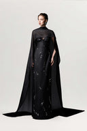 GVLUX • Ondine Cat-Eye Scarf Twill Sand Gown