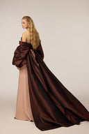 21SIX • Halina Crepe & Taffeta Crystal-Embellished Cape Gown